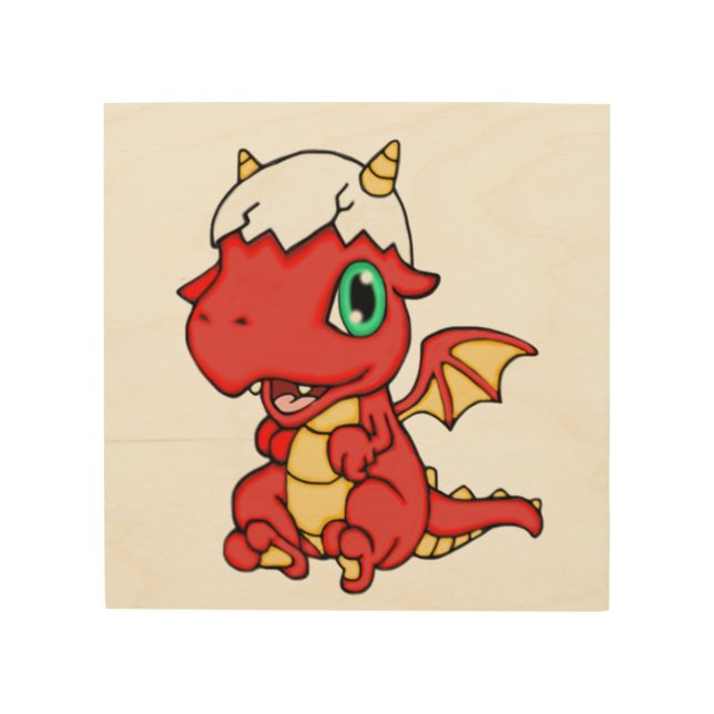 Baby Dragon Wood Wall Decor (Front)