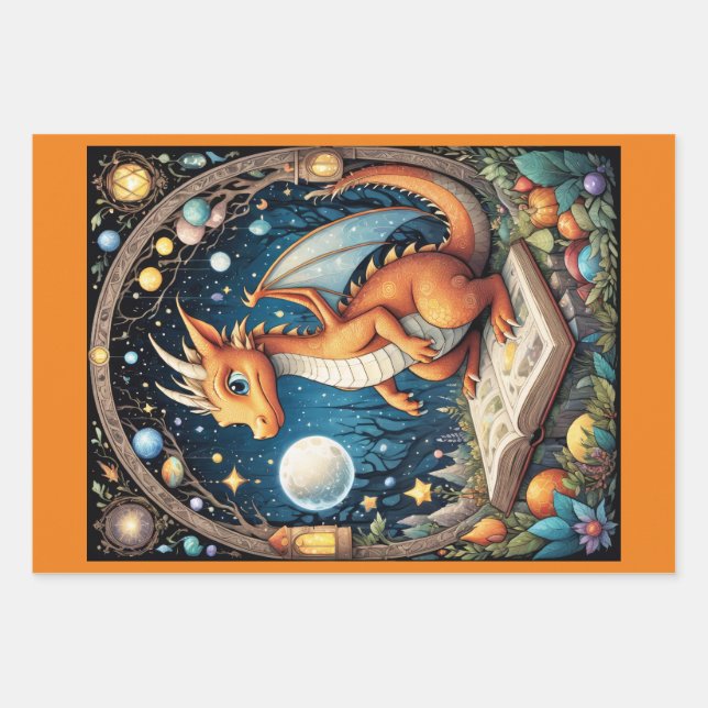 Baby Dragon Wrapping Paper Sheets (Front)