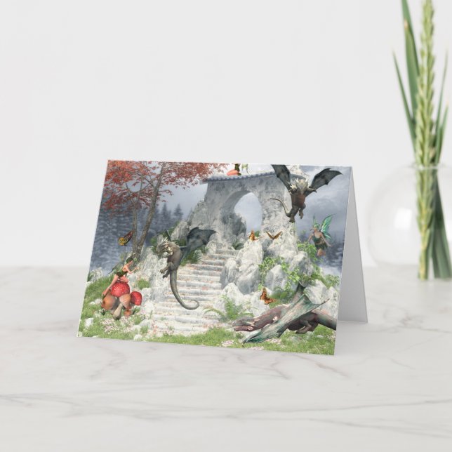 Baby Dragons and Fairies Fantasy Card (Front)