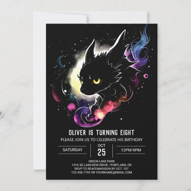 Baby Dragon's Enchanted Bash Birthday  Invitation (Front)