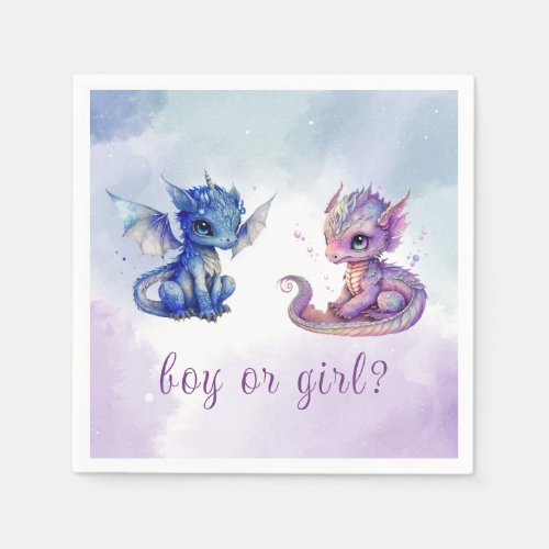 Baby Dragons Gender Reveal Party Napkins