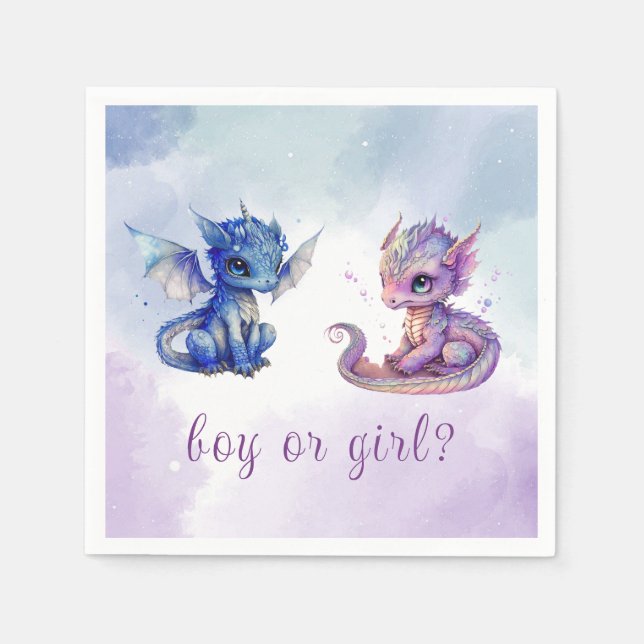 Baby Dragons Gender Reveal Party Napkins (Front)