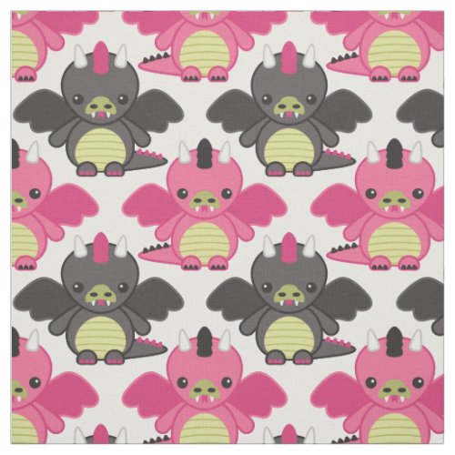 Baby Dragons _ Pink  Black Pattern Fabric