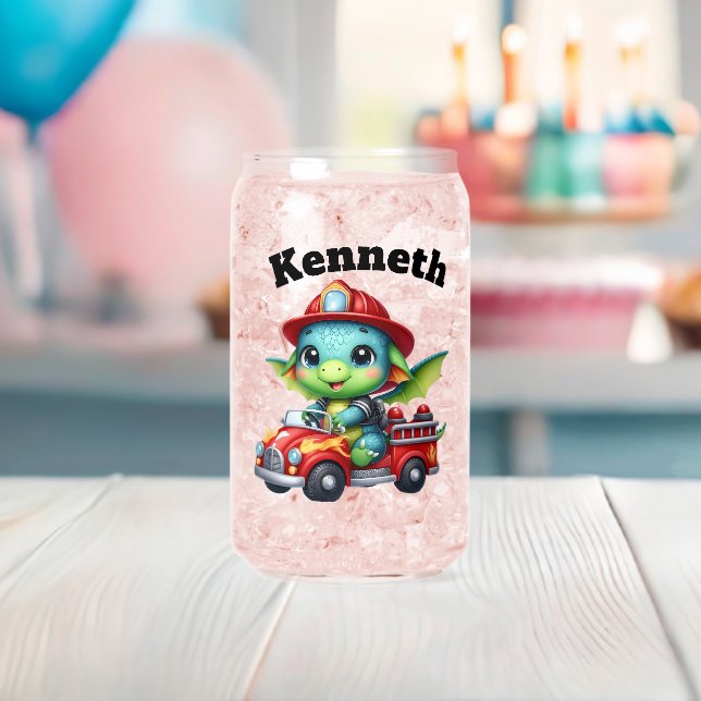 Baby dragon's sunny fire truck adventure can glass (Insitu (Baby Shower))