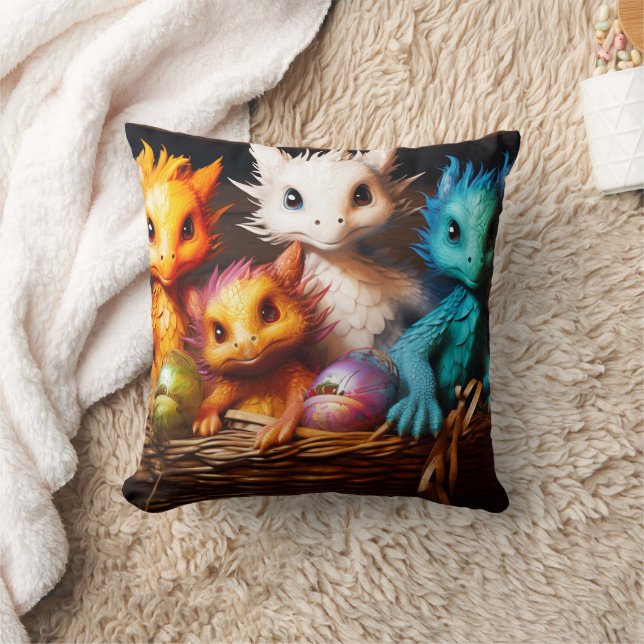 Baby Dragons Throw Pillow (Blanket)