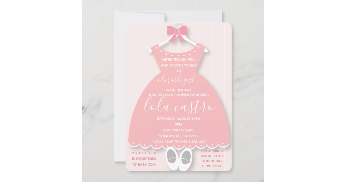 BABY DRESS BABY SHOWER INVITE Zazzle