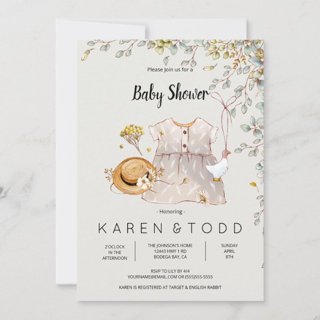 Baby Dress Rustic Country Baby Shower Invitation (Front)