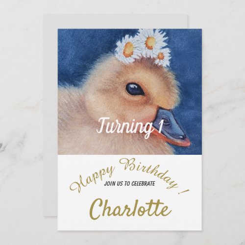 Baby Duck 1st Birthday Invitation