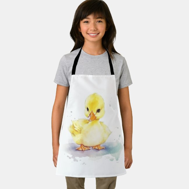 Baby Duck 2 Watercolor All-Over Print Apron
