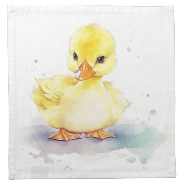 Baby Duck 2 Watercolor Cloth Napkin (Front)