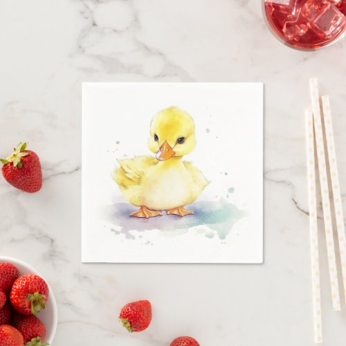 Baby Duck 2 Watercolor Paper Napkin