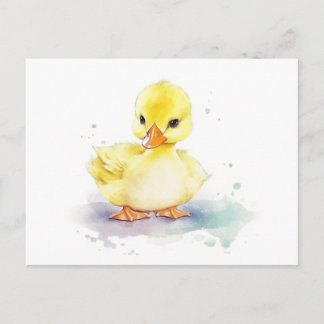 Baby Duck 2 Watercolor Postcard