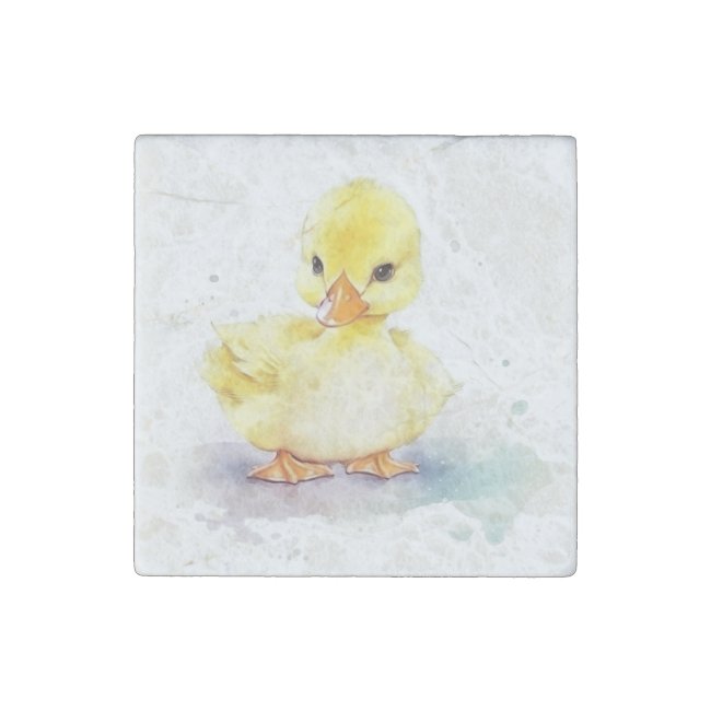Baby Duck 2 Watercolor Stone Magnet
