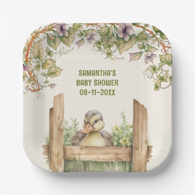 Baby Duck baby shower Paper Plates (Front)