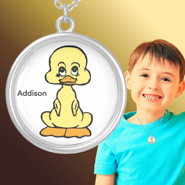 Baby Duck Cartoon Silver Plated Necklace (Baby Duck Cartoon Silver Plated Necklace)