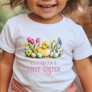 Baby Duck Personalized First Easter White T-Shirt