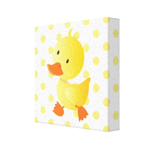 Baby Duck Polka Dots Nursery Art Canvas Print