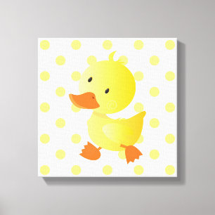 Baby Duck Polka Dots Nursery Art Canvas Print