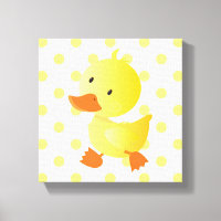 Baby Duck Polka Dots Nursery Art