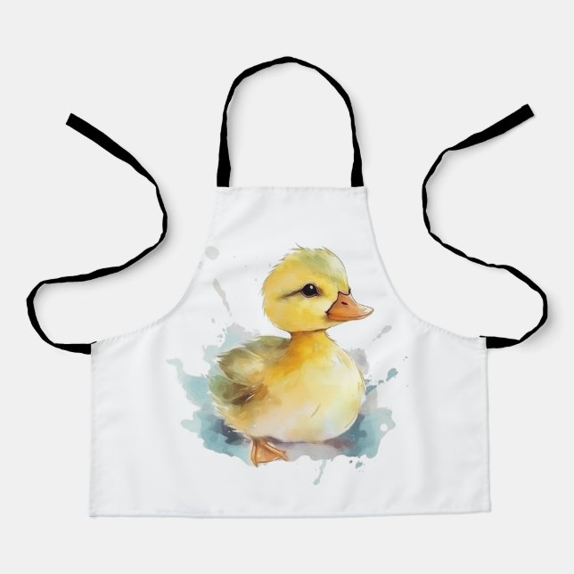 Baby Duck Watercolor All-Over Print Apron (Front)