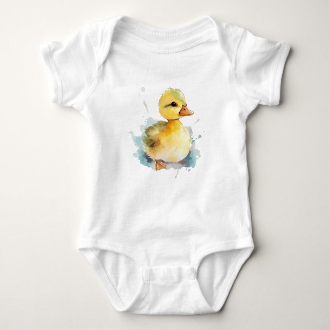 Baby Duck Watercolor  Baby Bodysuit (Front)