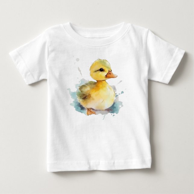 Baby Duck Watercolor  Baby T-Shirt (Front)