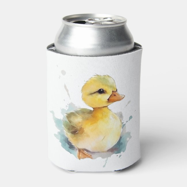 Baby Duck Watercolor Can Cooler
