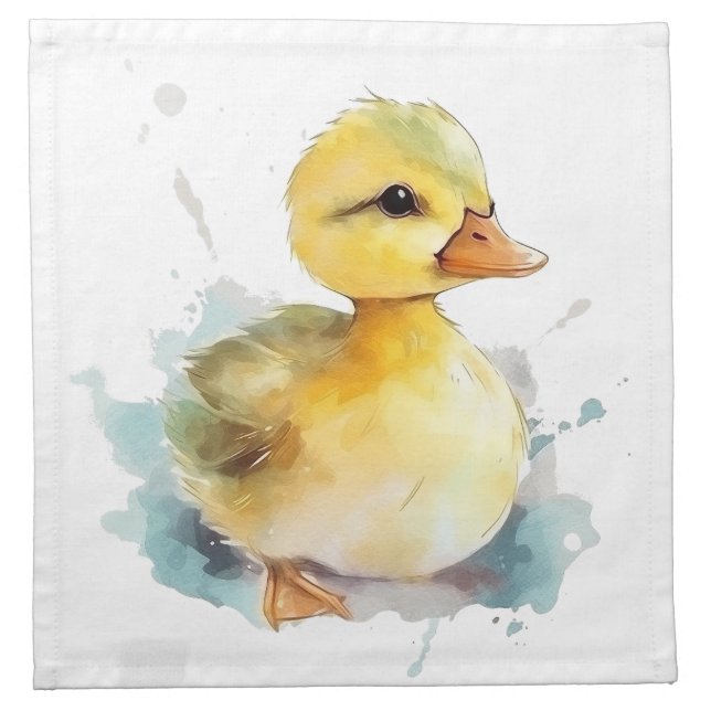 Baby Duck Watercolor Cloth Napkin (Front)