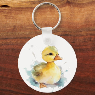 Baby Duck Watercolor Keychain