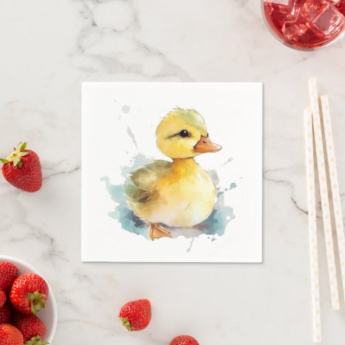 Baby Duck Watercolor Paper Napkin