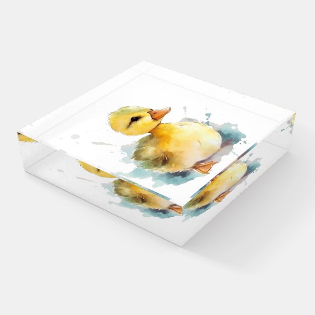 Baby Duck Watercolor Paperweight (Angled)