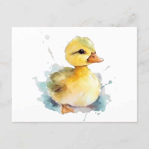 Baby Duck Watercolor Postcard