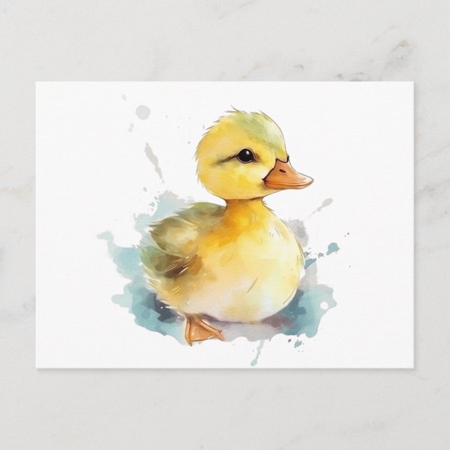 Baby Duck Watercolor Postcard (Front)
