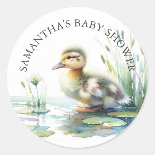 Baby Duck Watercolor Thank You Classic Round Sticker