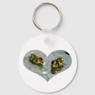 Baby Duckies Heart Keychain