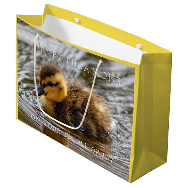 Baby Duckling Paddles in the Local Pond Large Gift Bag (Front Angled)