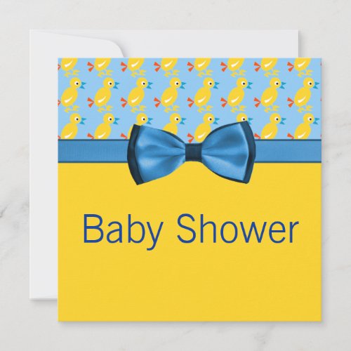 Baby Ducks In Yellow &amp; Blue Baby Shower Announcement