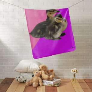 Baby Ducks on Pink Raspberry and Purple Sorbet Blanket