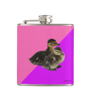 Baby Ducks on Pink Raspberry and Purple Sorbet Flask