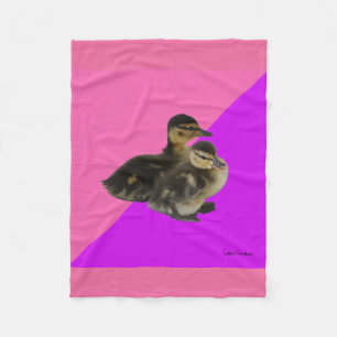 Baby Ducks on Pink Raspberry and Purple Sorbet Fleece Blanket