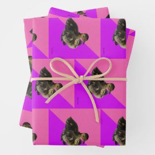Baby Ducks on Pink Raspberry and Purple Sorbet Wrapping Paper Sheets