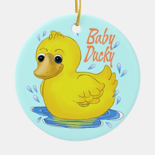 Baby Ducky Ceramic Ornament
