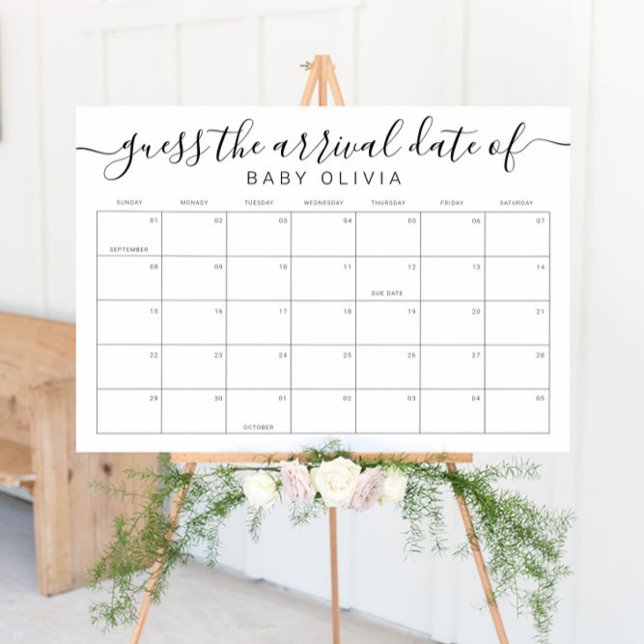 Baby Due Date Calendar Sign Guess the BirthdayGame (Baby Due Date Calendar Sign Guess the BirthdayGame)