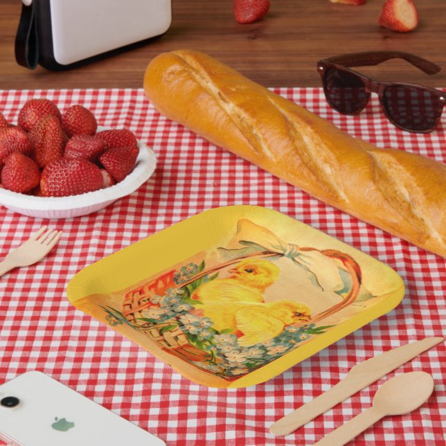Baby Easter Chicks in a Basket Paper Plates (Picnic)
