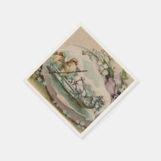 Baby Easter Chicks Rowing Paper Napkins (Corner)