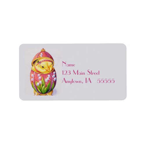 Baby Easter Flapper Chick Pink Egg Watercolor Art Label