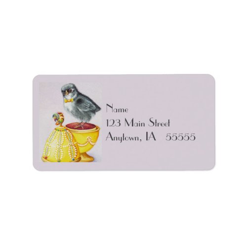 Baby Easter Flapper Chick Yellow Egg Watercolor Label