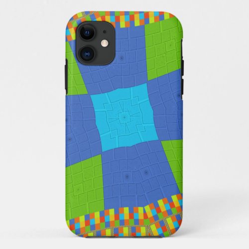 Baby eco green Checkered Blue cyan iPhone 11 Case