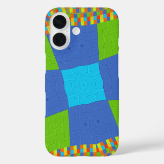 Baby eco green Checkered Blue cyan iPhone 16 Case