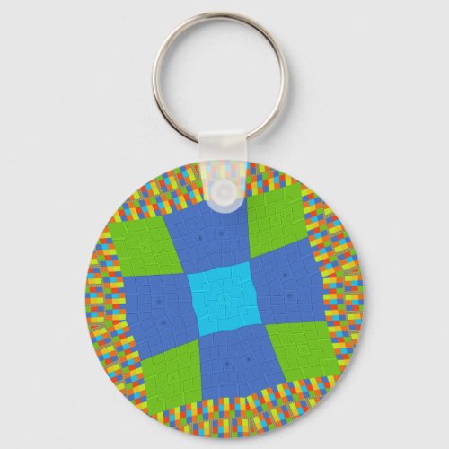 Baby eco green Checkered Blue cyan Keychain